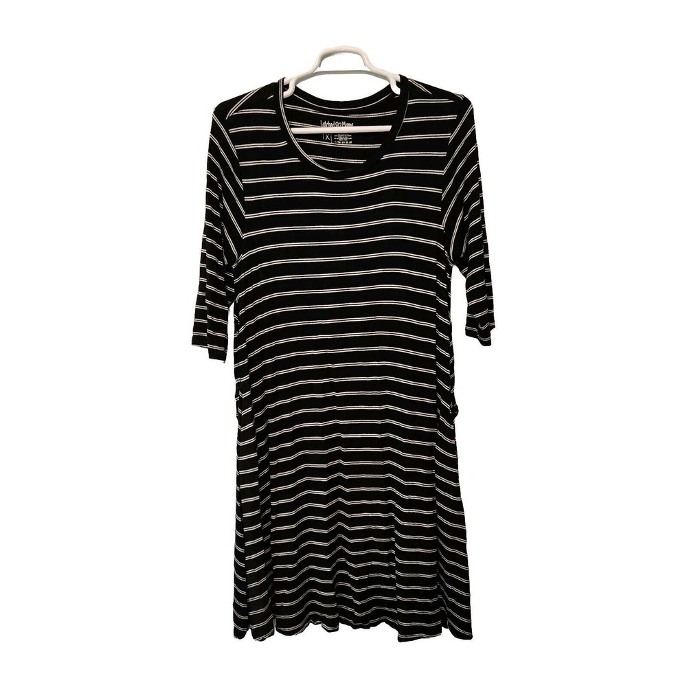 Latched Mama 3/4 Sleeve Stripe Nursing Dress‎ Tie Waist Women's Size 1X Stretch